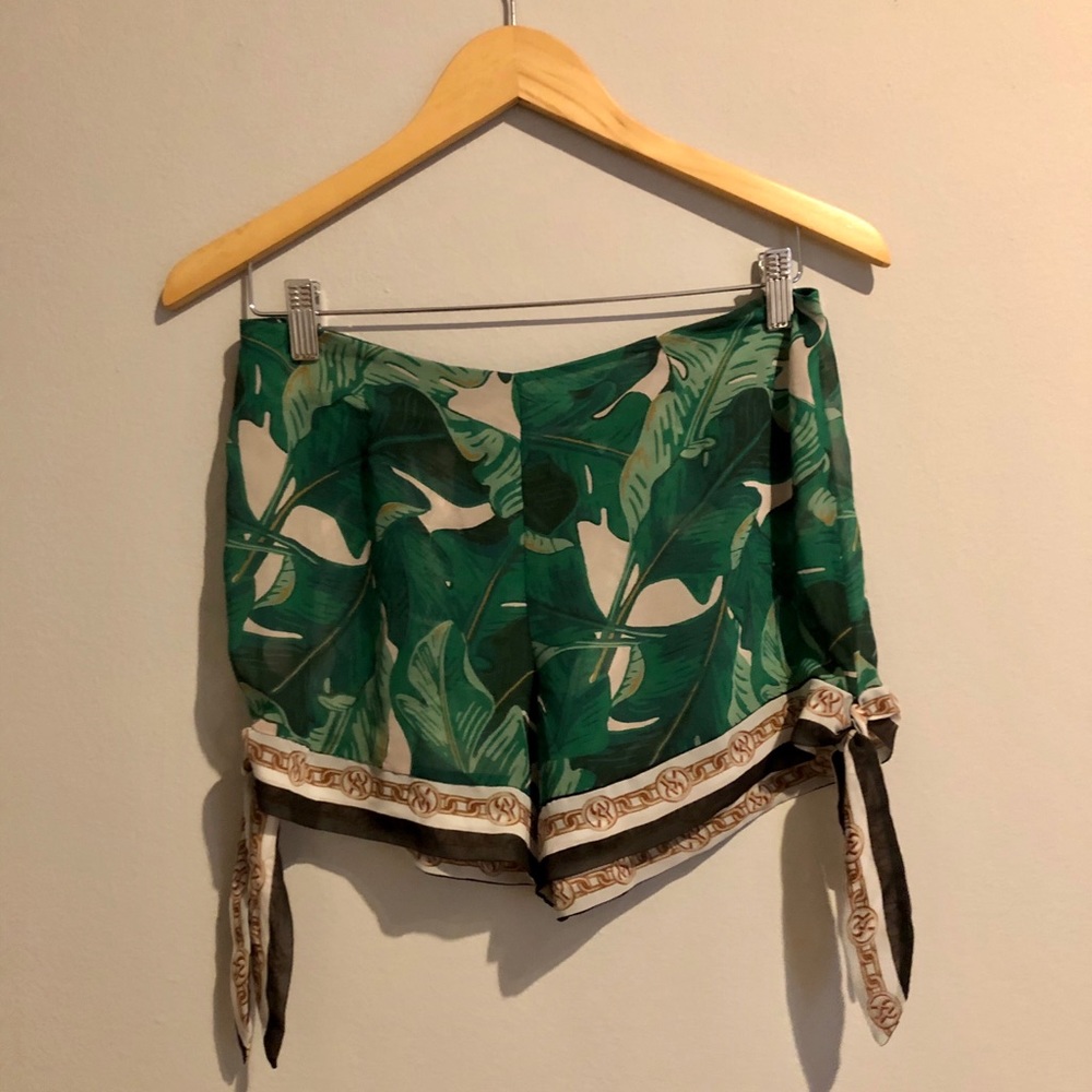 Sheer banana print beach shorts